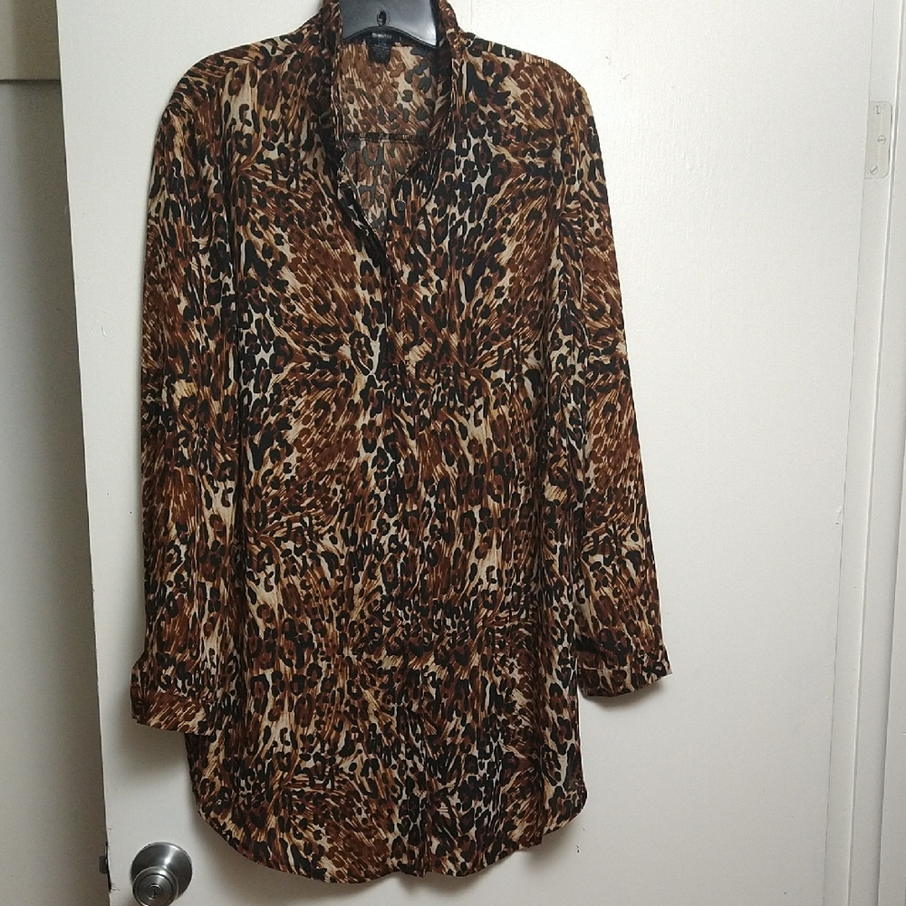 Wild Elegance Leopard Print Button Down Shirt - image 1